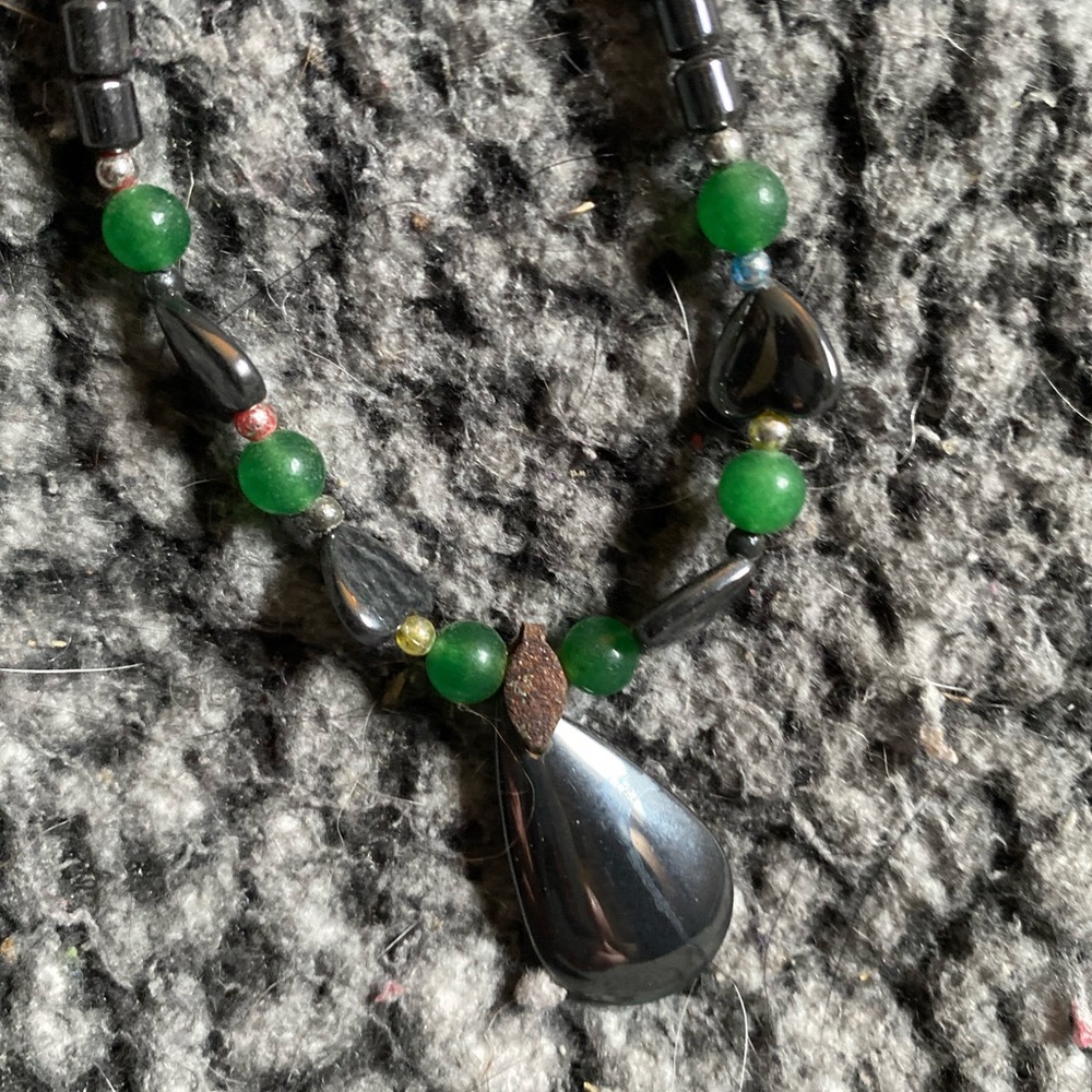 Elegant Green and Black Beaded Necklace
